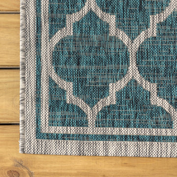 Trebol Moroccan Trellis Textured Weave Indoor/outdoor Runner Rug